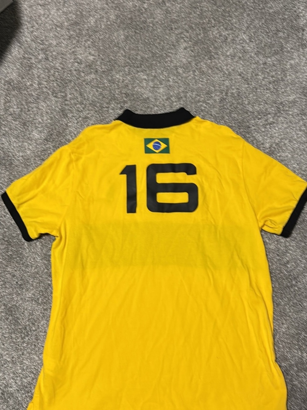 Ralph Lauren Yellow & Green Brasil Polo Shirt with Black Trim - Picture 3 of 3